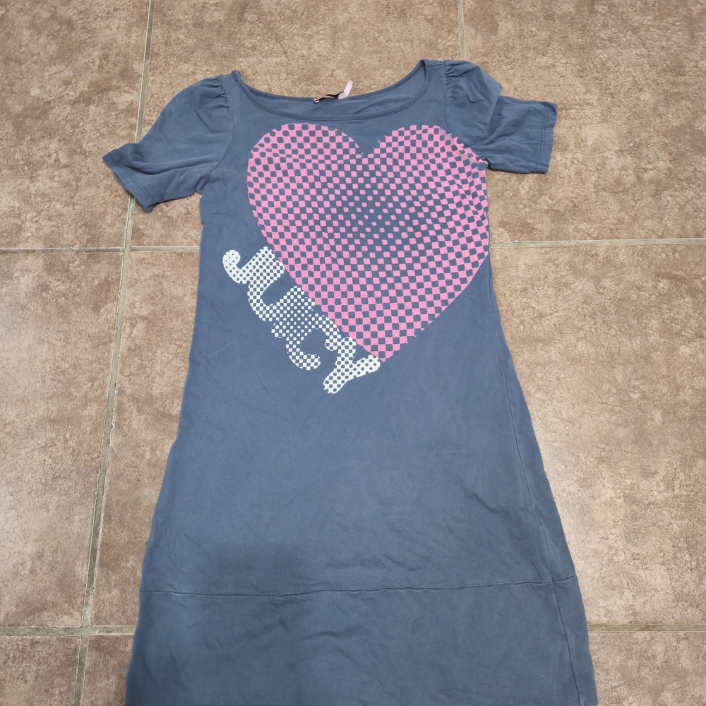 Juicy Couture Blue Tee Dress with Pink Checkered Heart